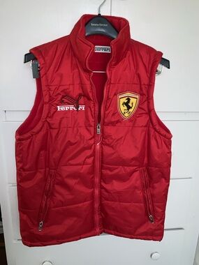 Ferrari Red Quilted Vest with Shield Tag